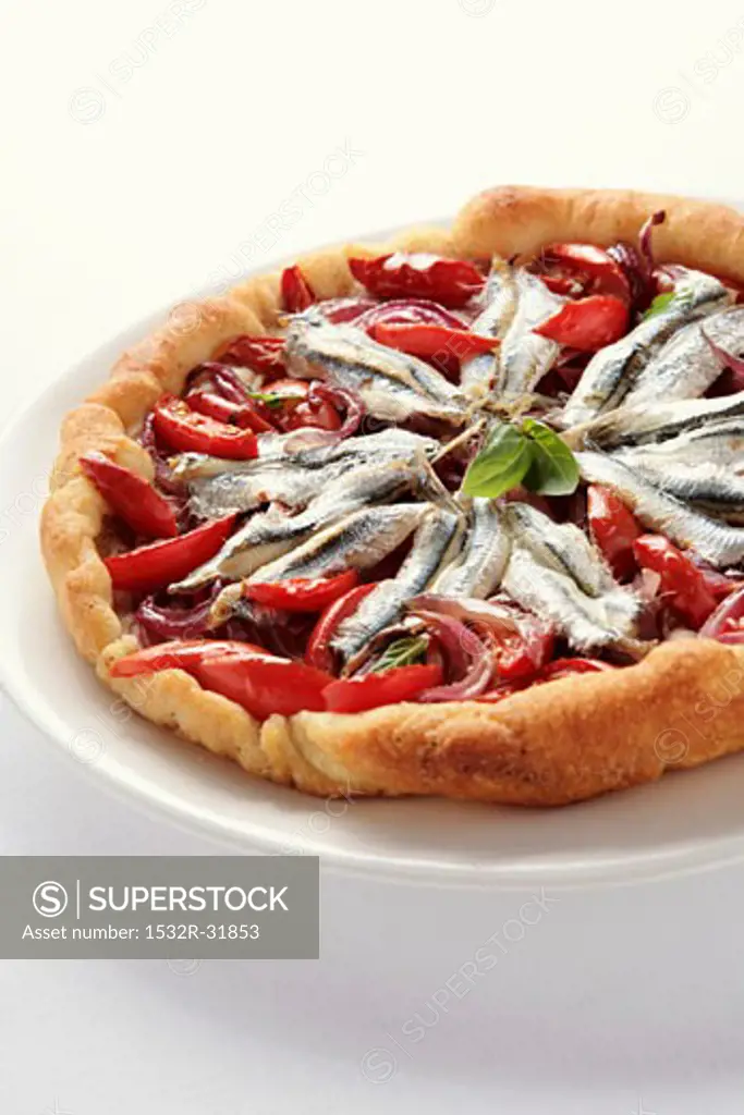 Pizza marinara (topped with anchovies and tomatoes)