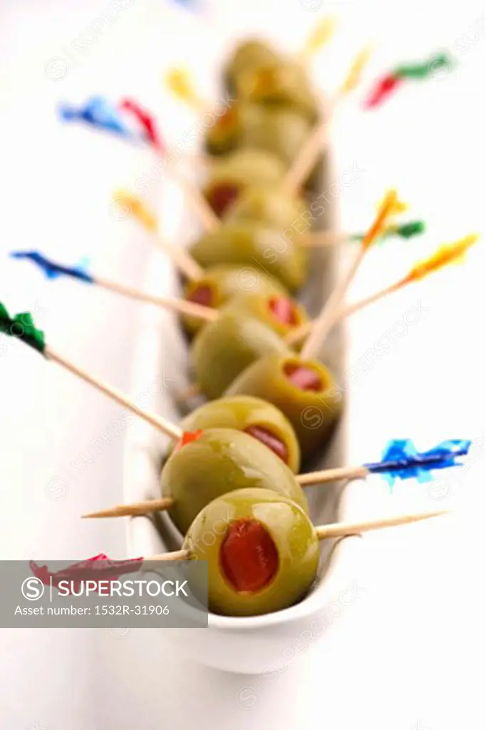 Green olives stuffed with peppers