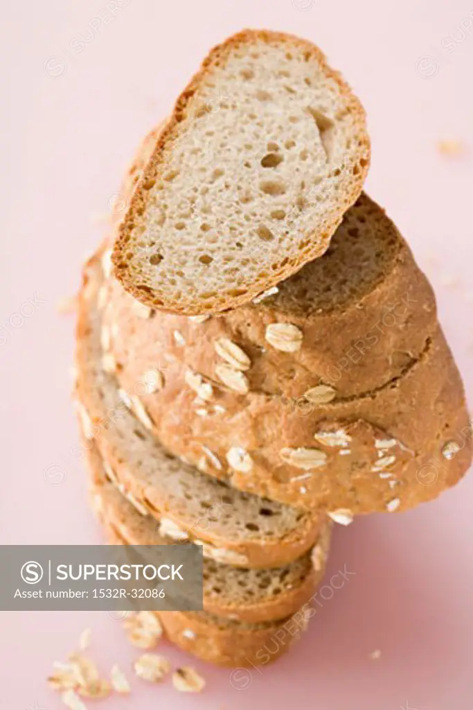 Slices of oat bread in a pile