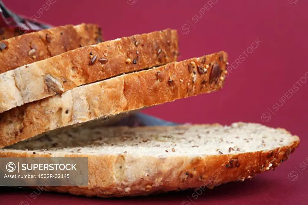 Several slices of granary bread