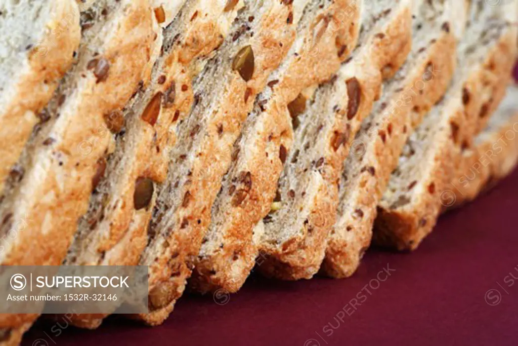 Several slices of granary bread
