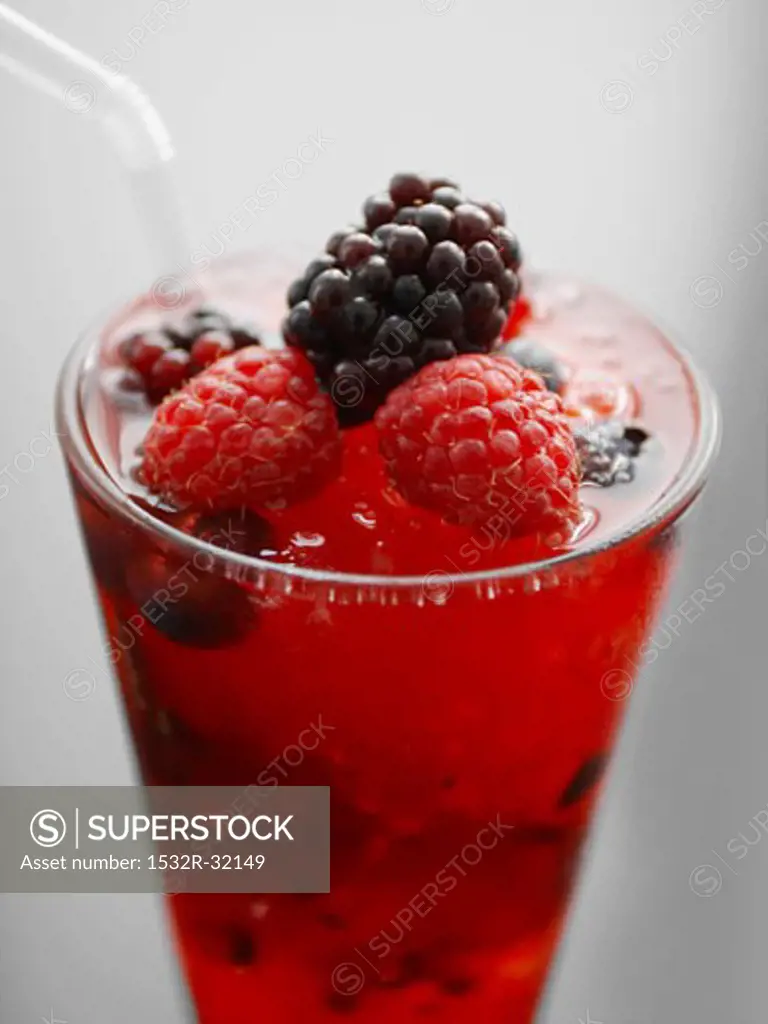 A glass of berry cocktail