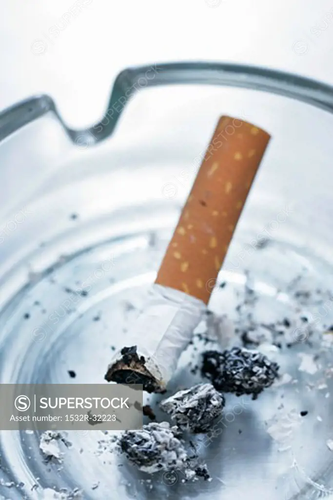Cigarette end in an ashtray