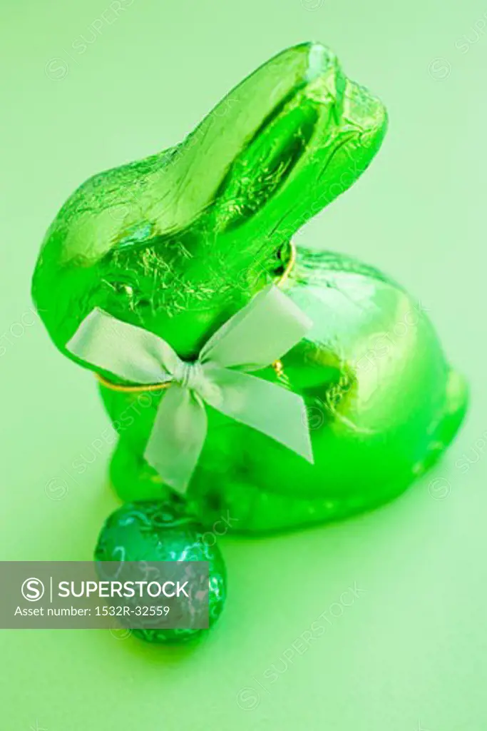 Green Easter Bunny and chocolate egg