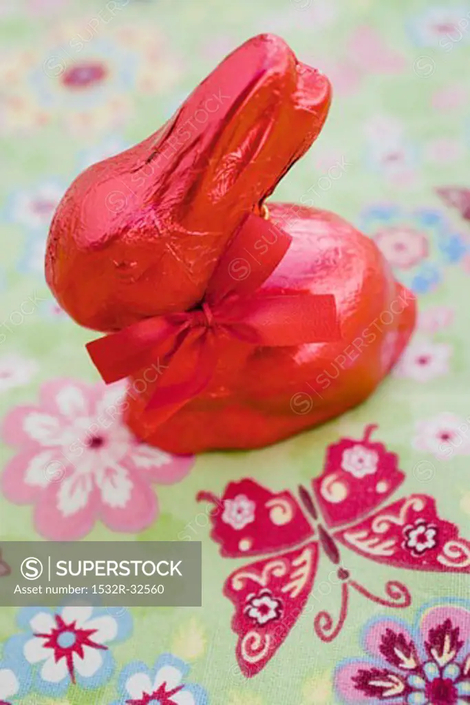 Red Easter Bunny on coloured cloth