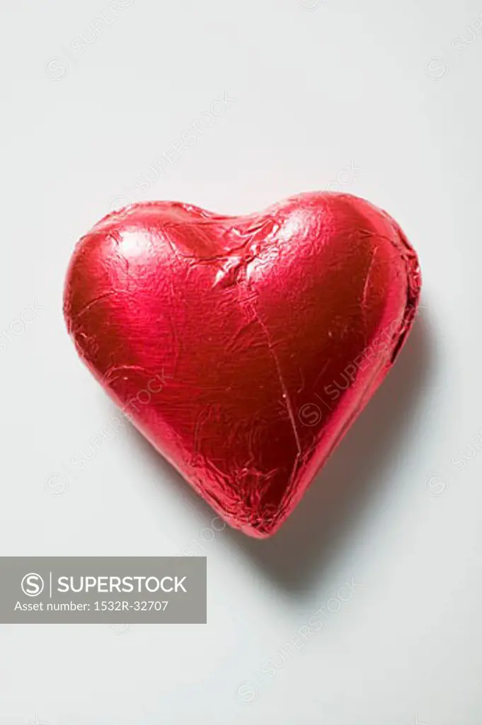 Chocolate heart in red foil