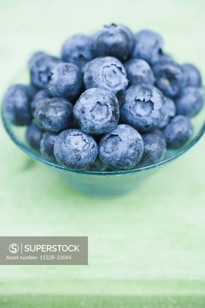 Blueberries in glass bowl