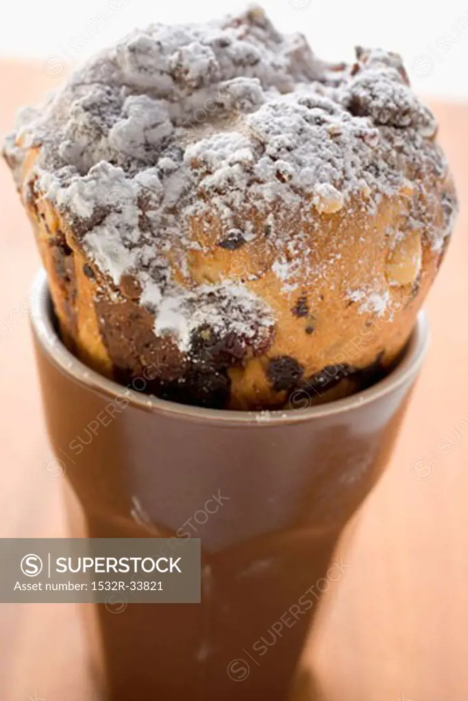 Small cranberry panettone in coffee beaker