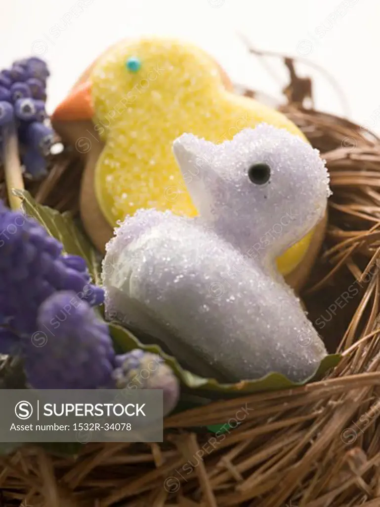 Easter sweets (chicks) in nest