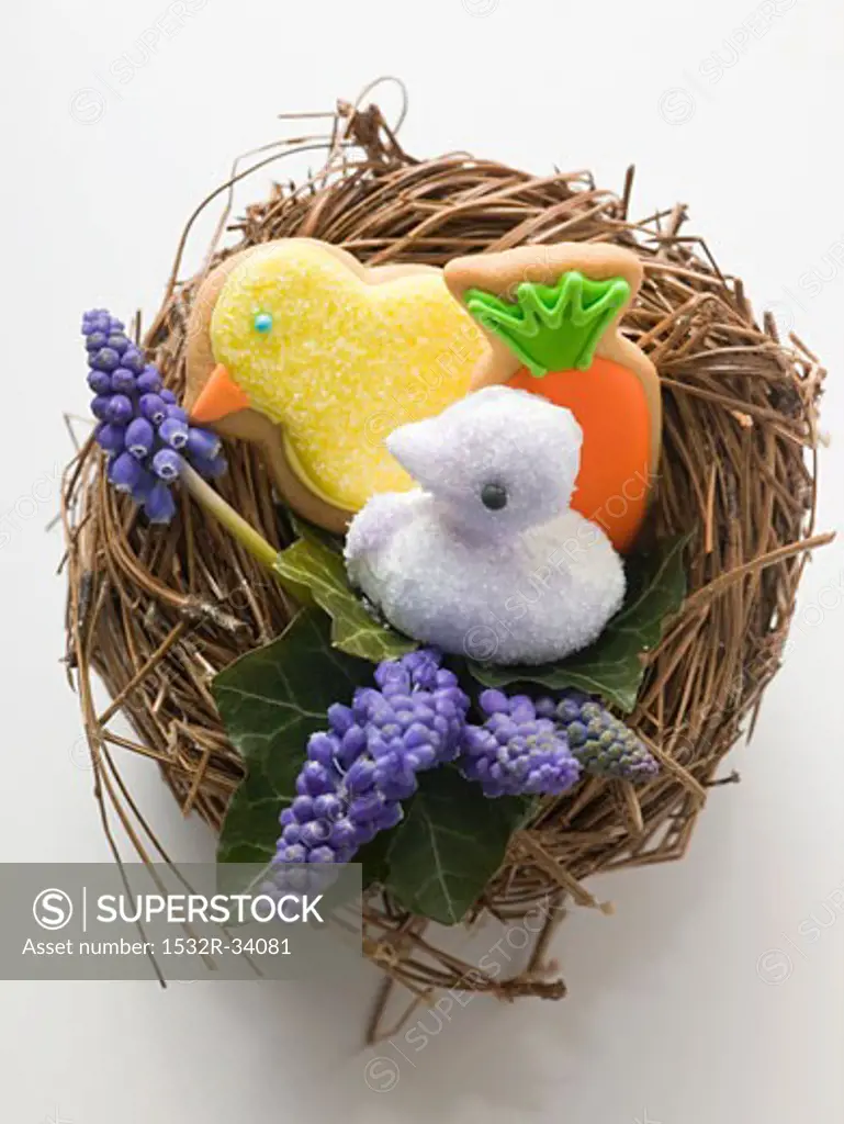 Easter biscuits and sweet (chick) in nest