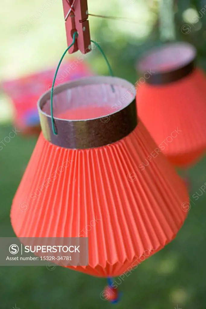 Red Chinese lanterns (garden party decorations)