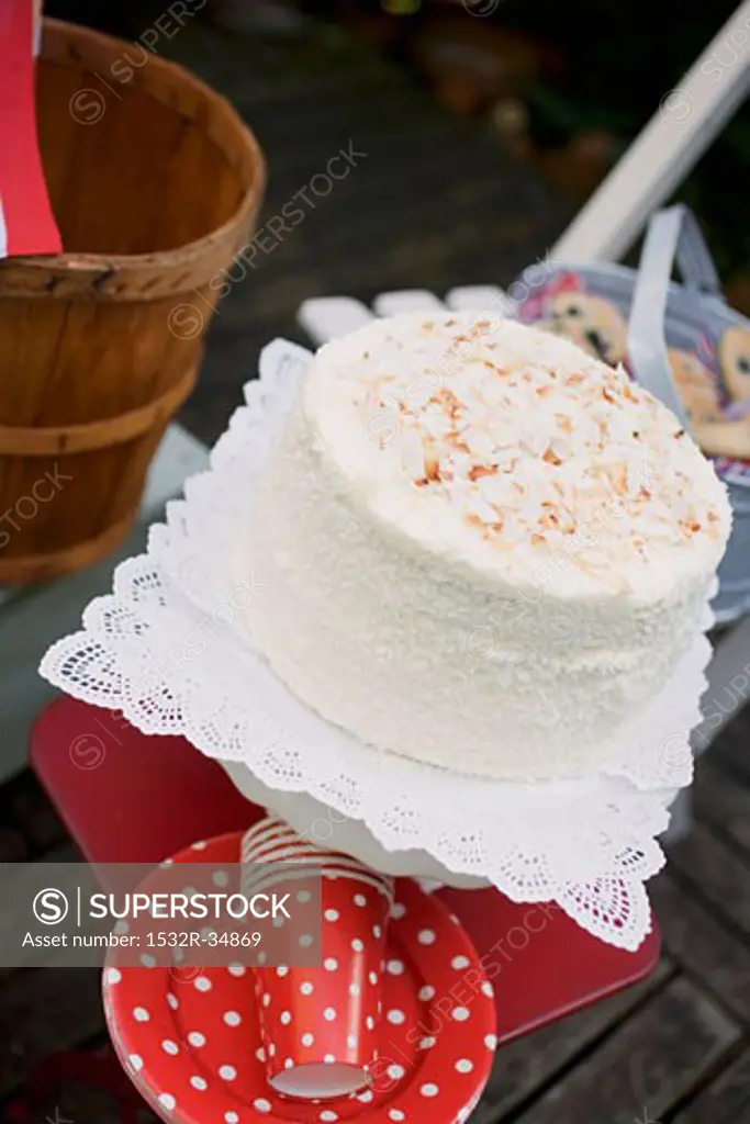 Coconut cake for the 4th of July, USA