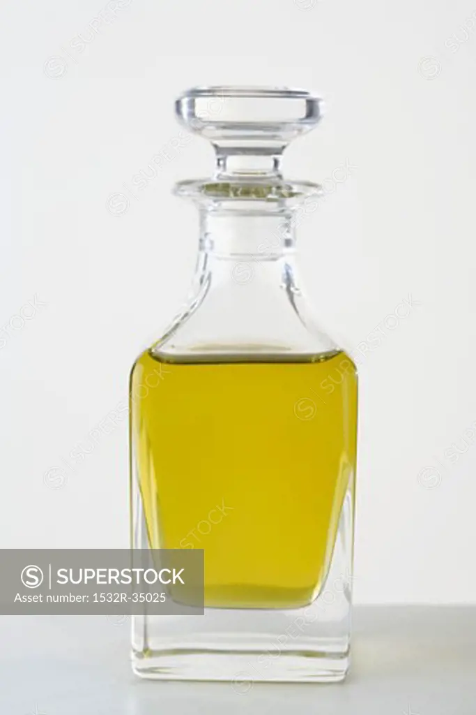Olive oil in a small glass bottle