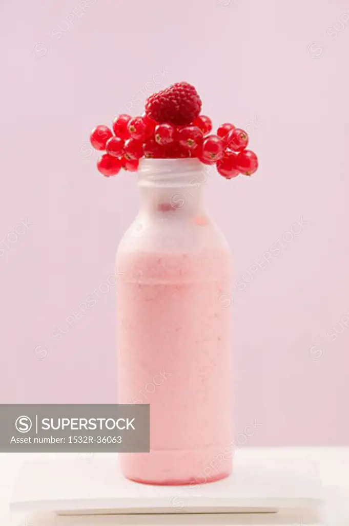 Berry shake in plastic bottle