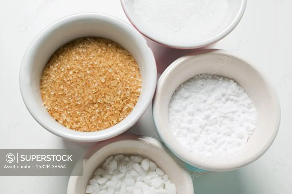 Four different types of sugar