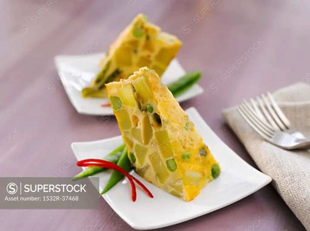 Spanish tortilla with peas and herbs