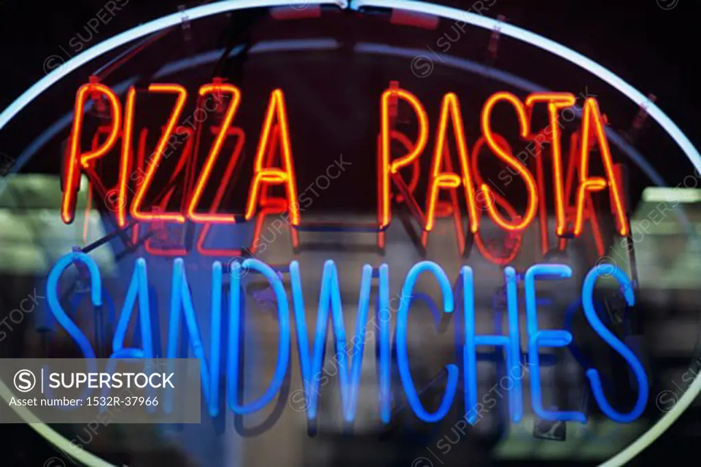 Neon Pizza Pasta Sandwiches Sign