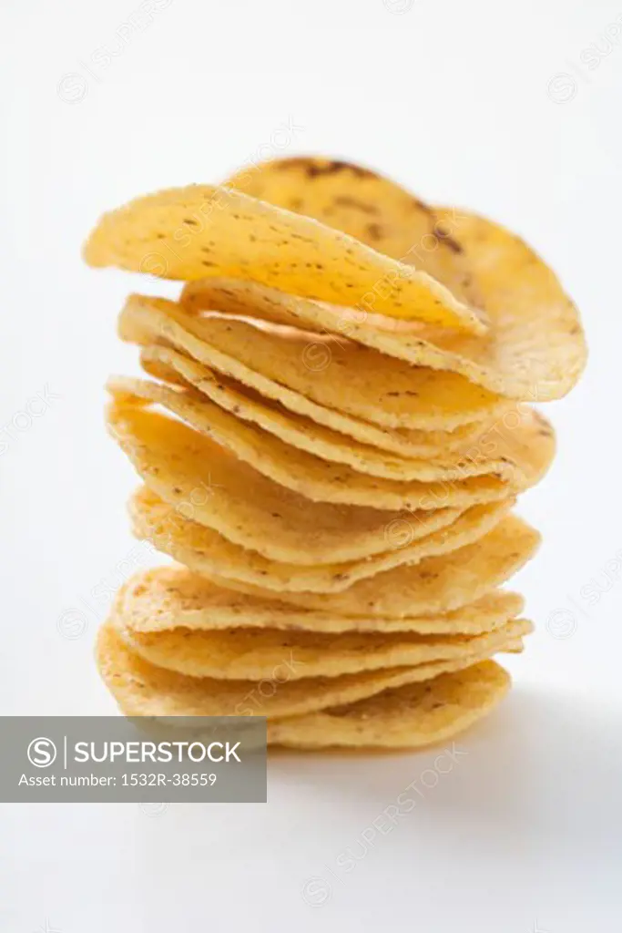 Tortilla chips, stacked