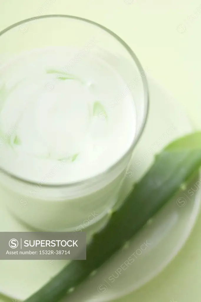 Yoghurt with Aloe vera in glass
