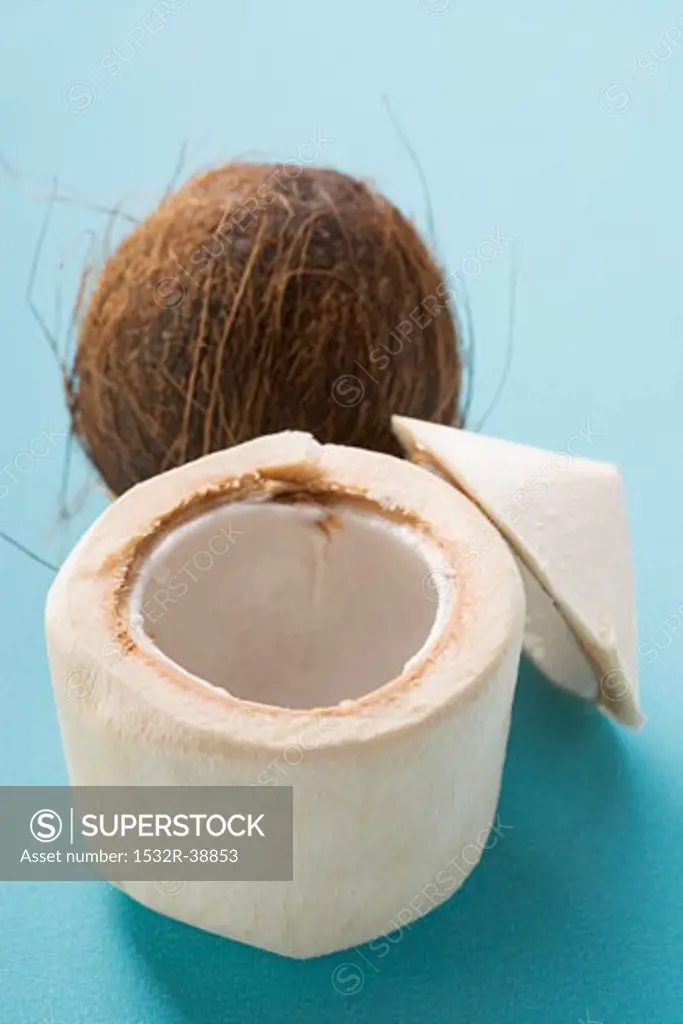 Whole coconut and coconut flesh