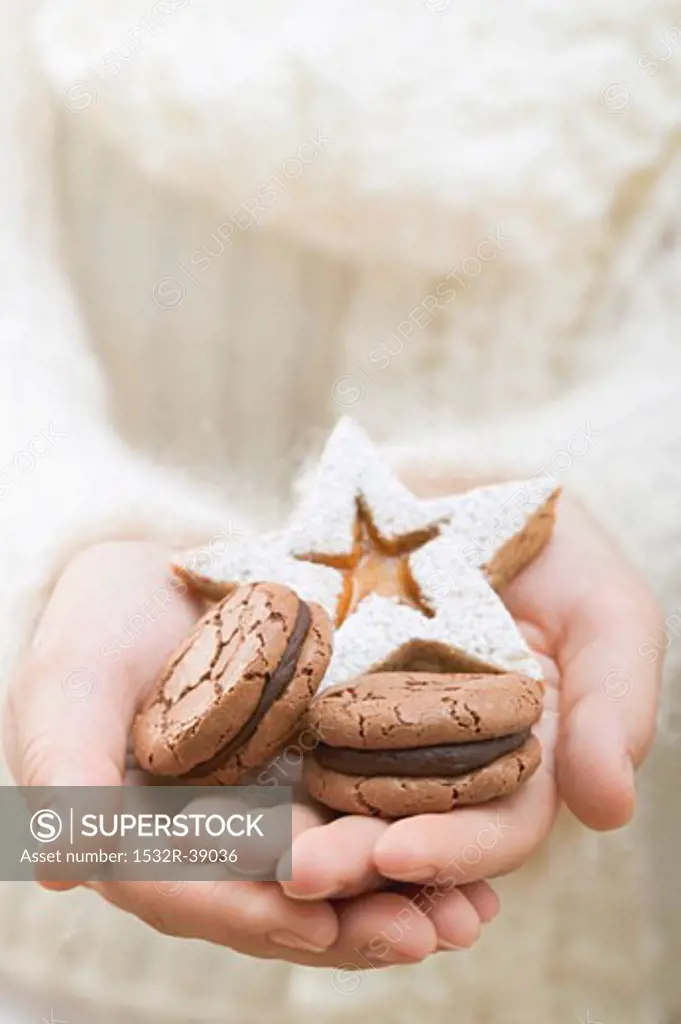 Hands holding Christmas biscuits