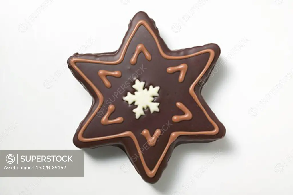 Star biscuit with chocolate icing
