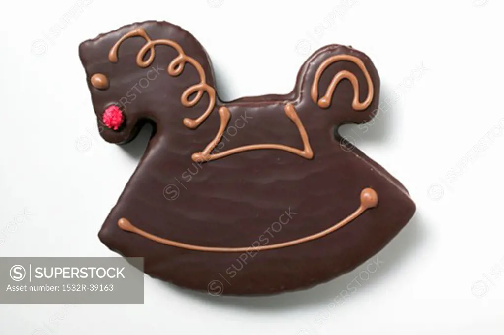 Rocking horse biscuit with chocolate icing
