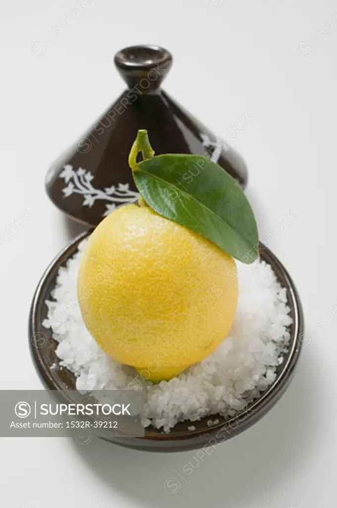 Lemon on sea salt
