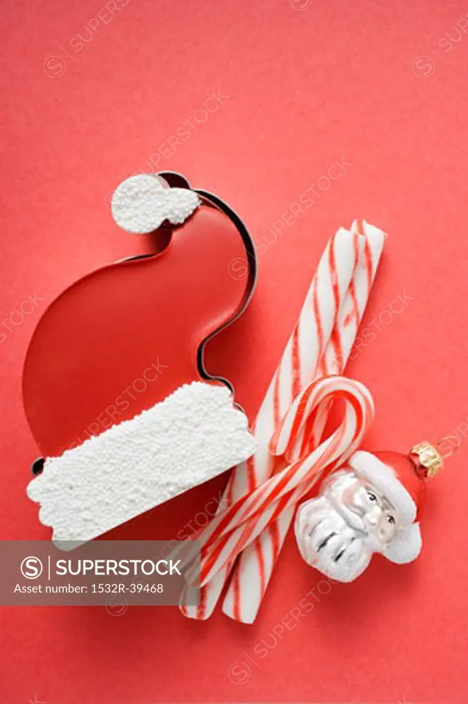 Sweet Father Christmas hat, candy canes & Christmas tree ornament