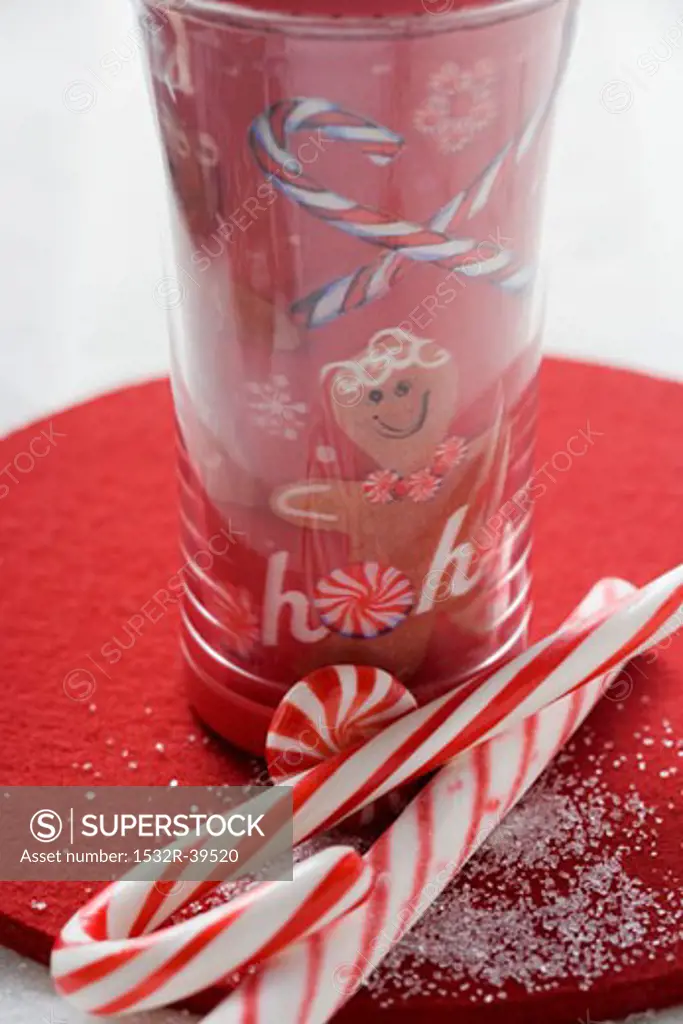 Sweets in front of festive glass
