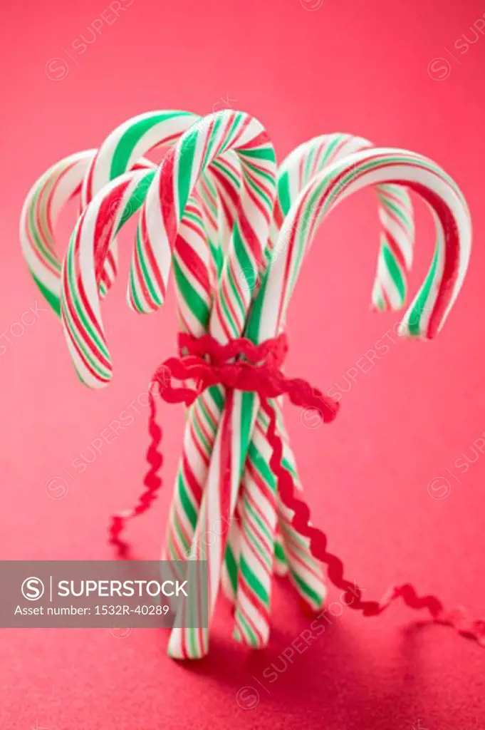 Several candy canes tied together