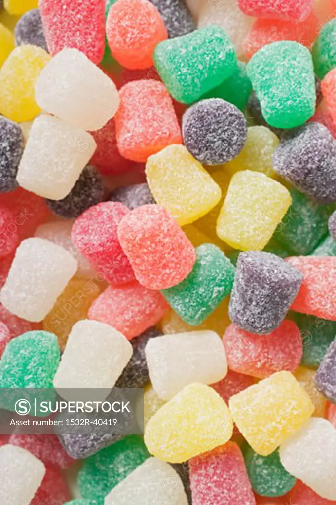 Coloured sugar-coated jelly sweets (full-frame)