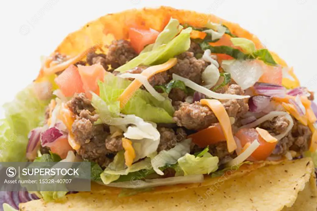Taco with mince filling (close-up)