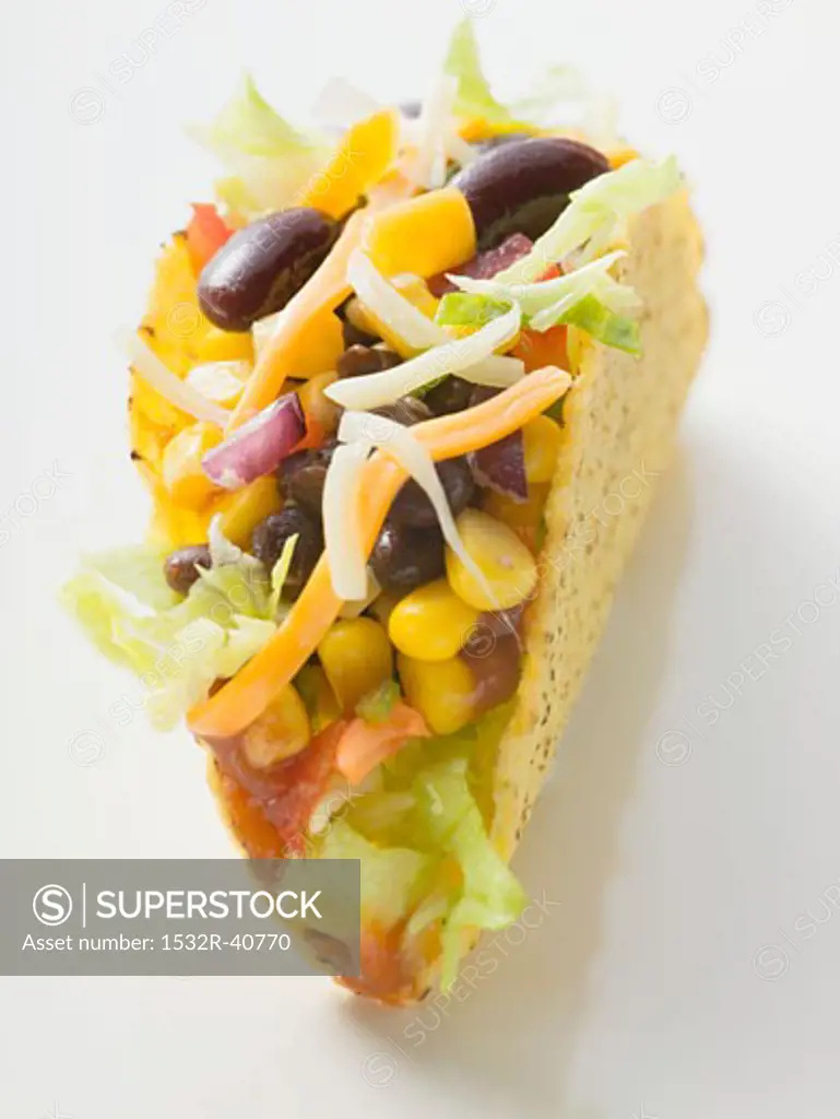 Taco filled with beans and sweetcorn