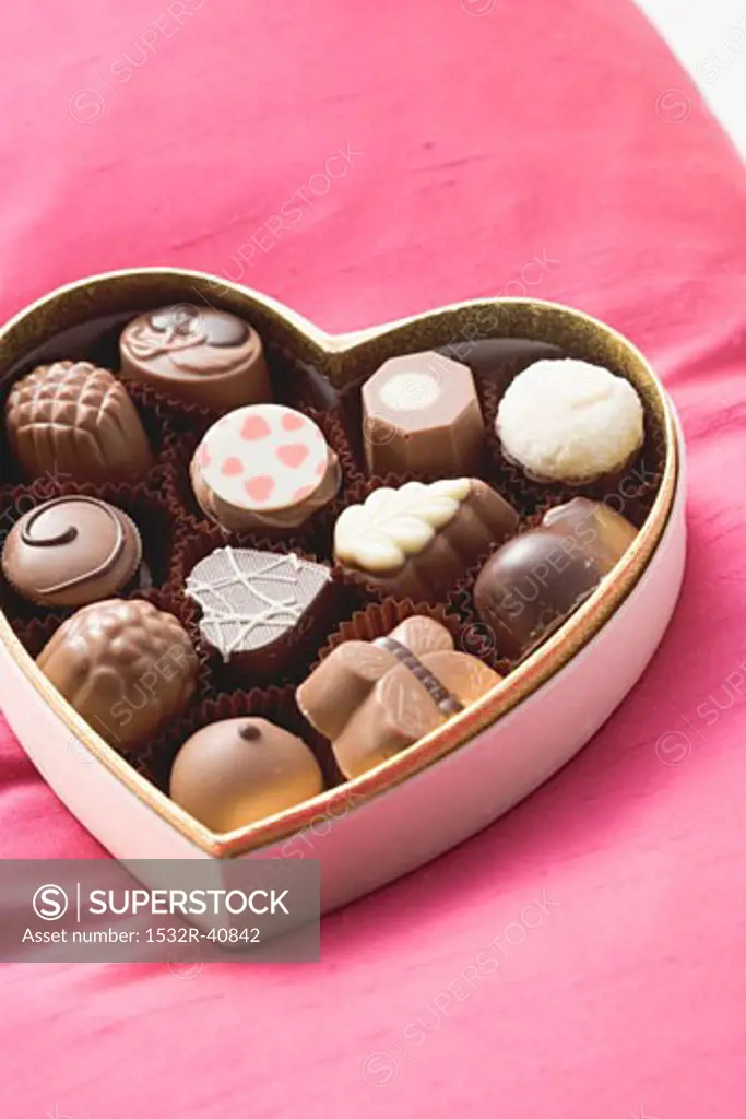 Chocolates in heart-shaped box
