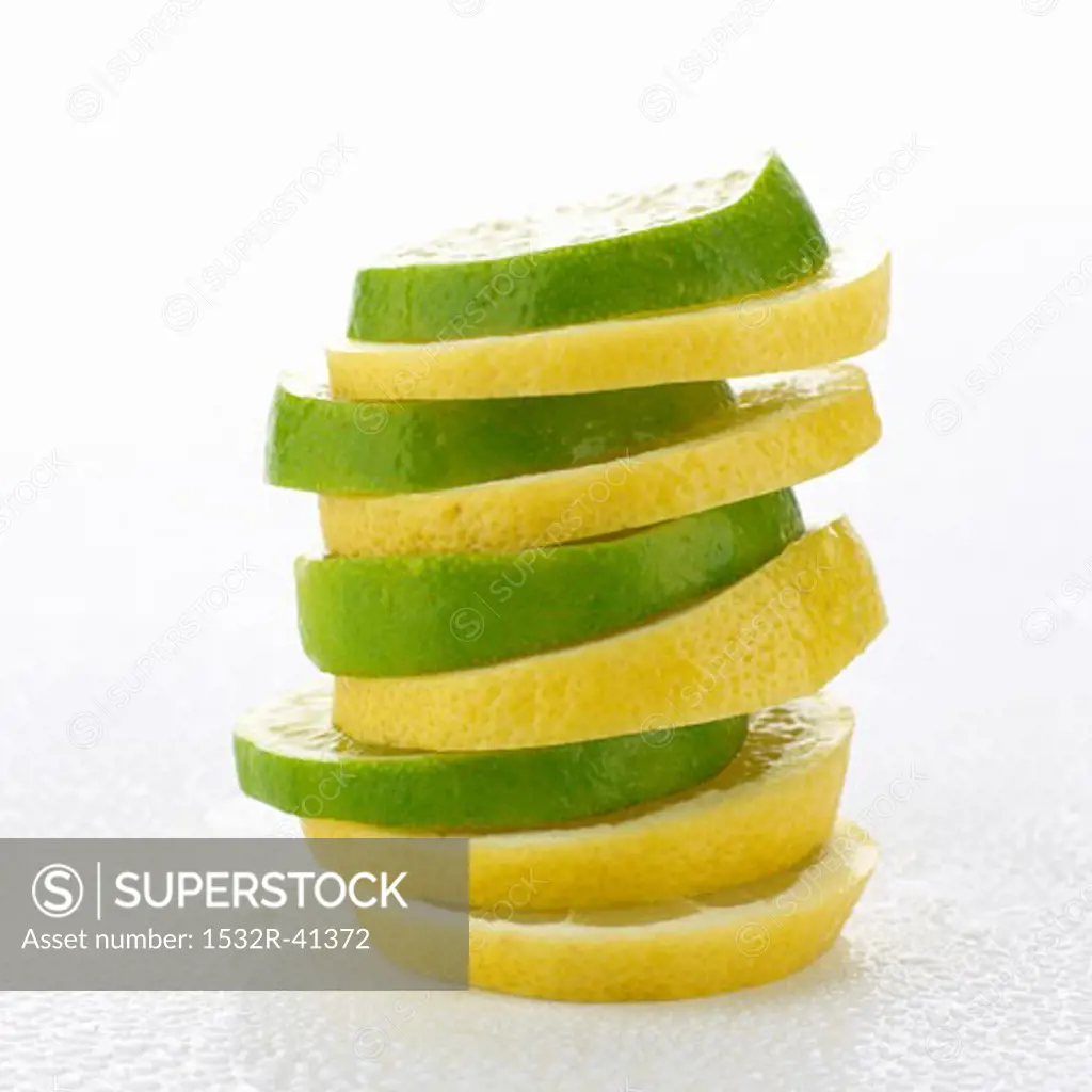 Slices of lime and lemon, stacked