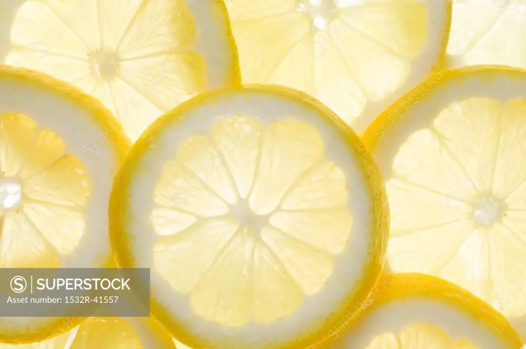 Several lemon slices (backlit)