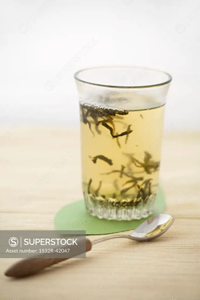 A glass of green tea