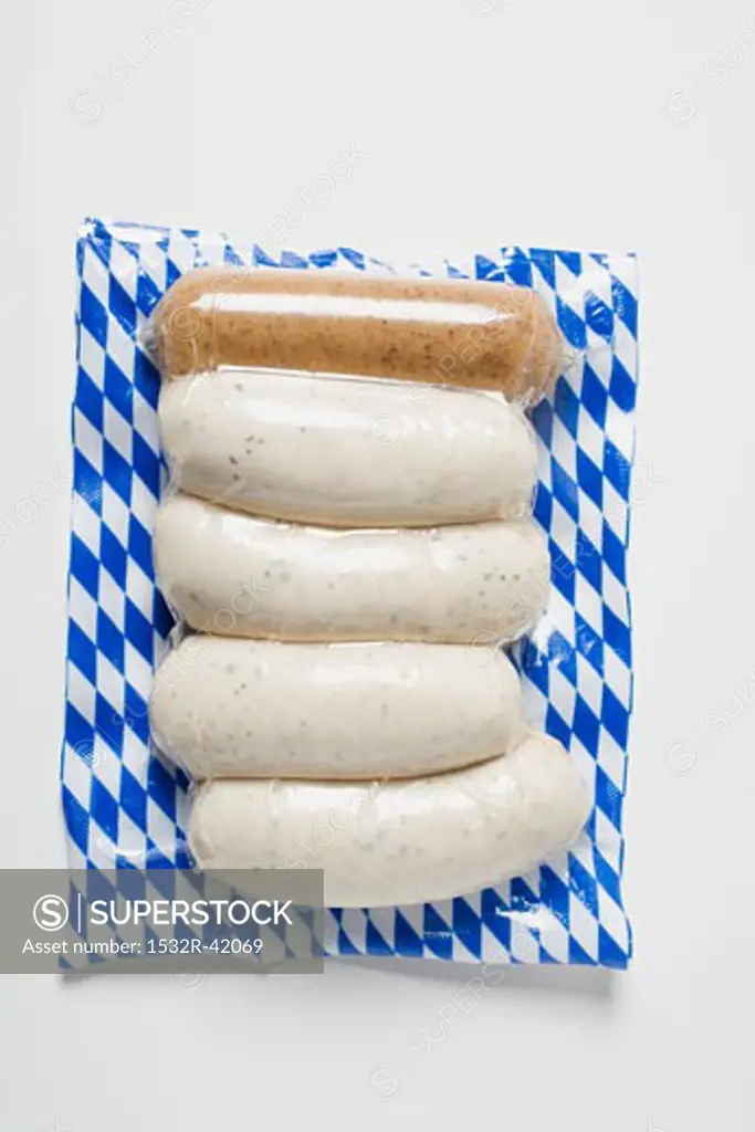 Weisswurst (white sausages) with mustard (in packaging)