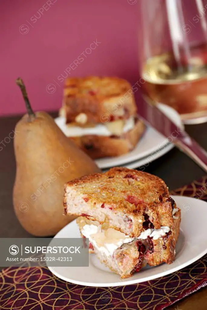Grilled Goat Cheese and Pear Sandwich on Cranberry Pecan Bread