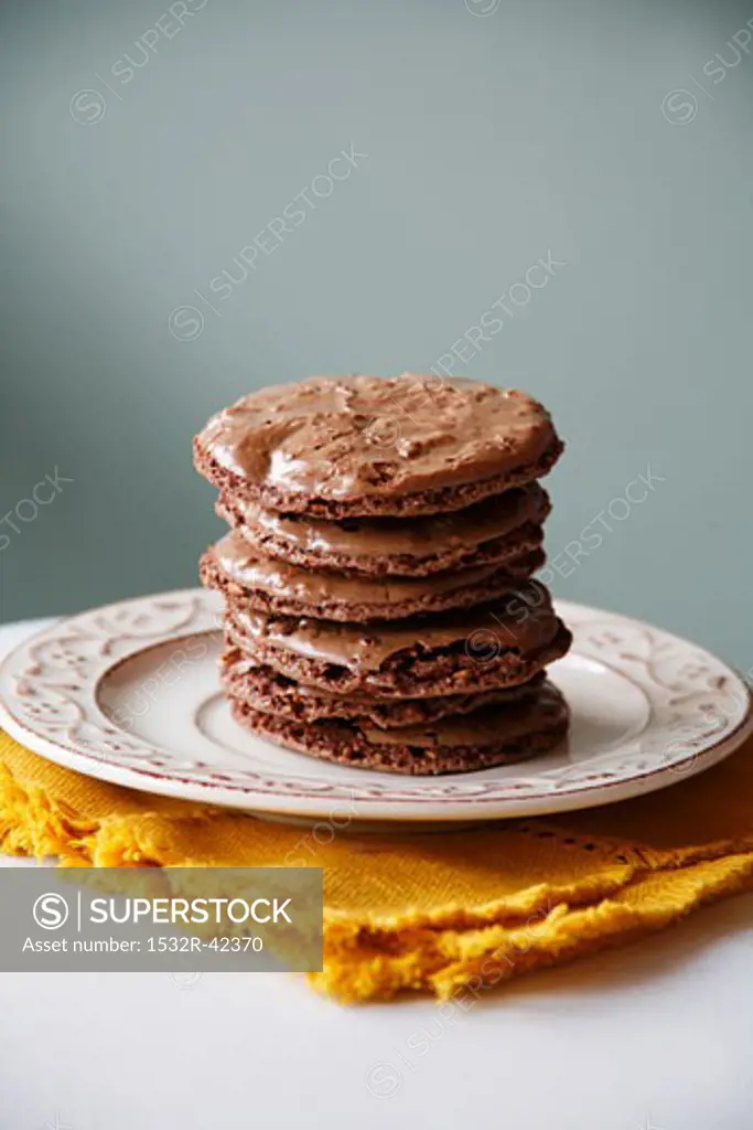 Stack of Chocolate Iced Chocolate Cookies