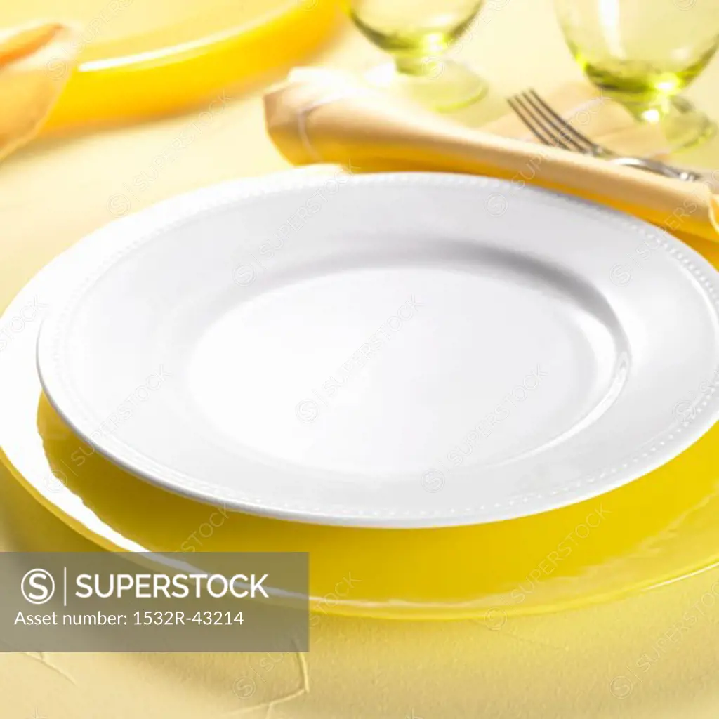 Place-setting in yellow and white