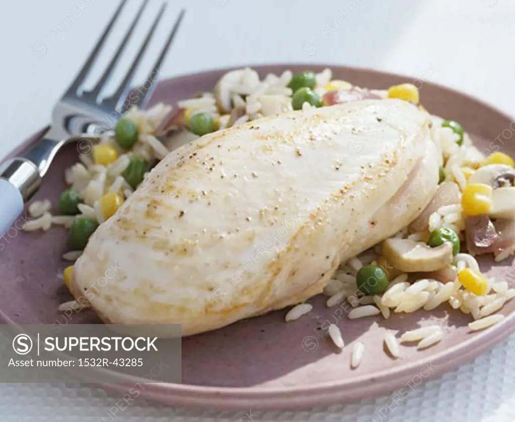 Chicken breast with vegetable rice