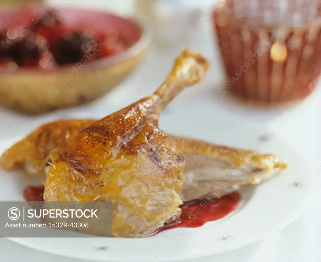 Roast duck with cranberry sauce