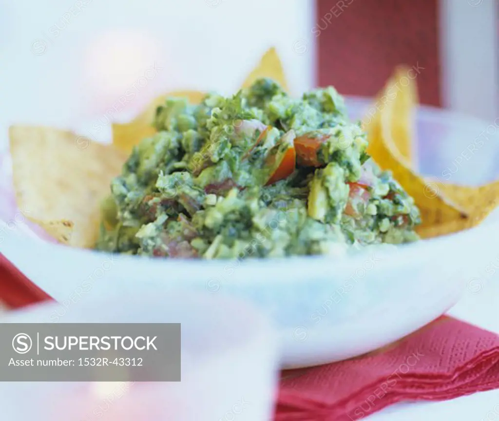 Guacamole with tortilla chips