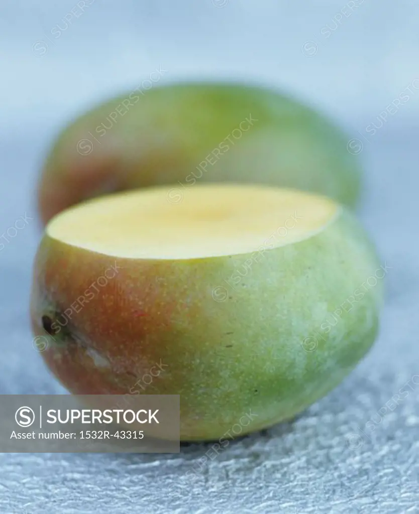 Mango with a slice removed