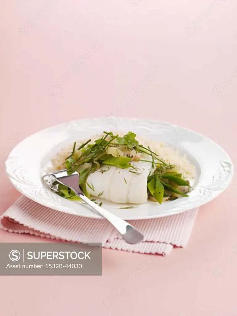 Sole with leeks and rice