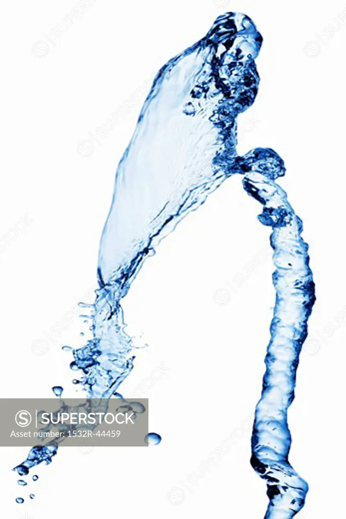 Stream of water against white background