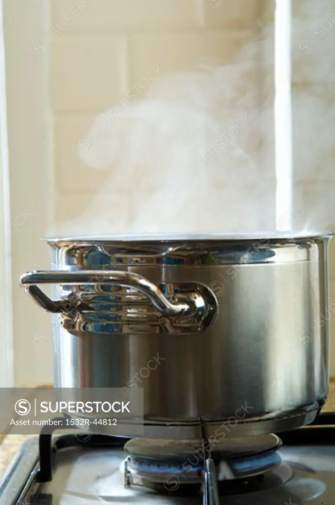 Pan of boiling water on a hob