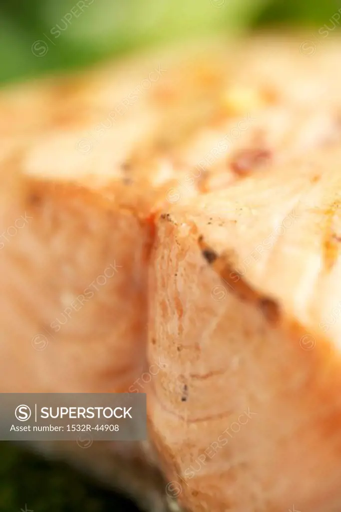 Fried salmon, close-up